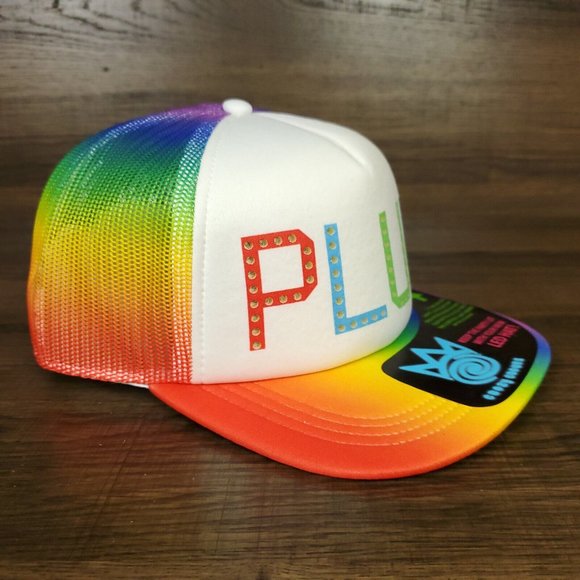 LED PLUR Trucker Hat Rainbow Mesh Cap Lights Up 3 Modes Strobe Effect NWT - Picture 4 of 10